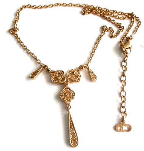 christian dior gold plated necklace|Christian Dior necklace price.